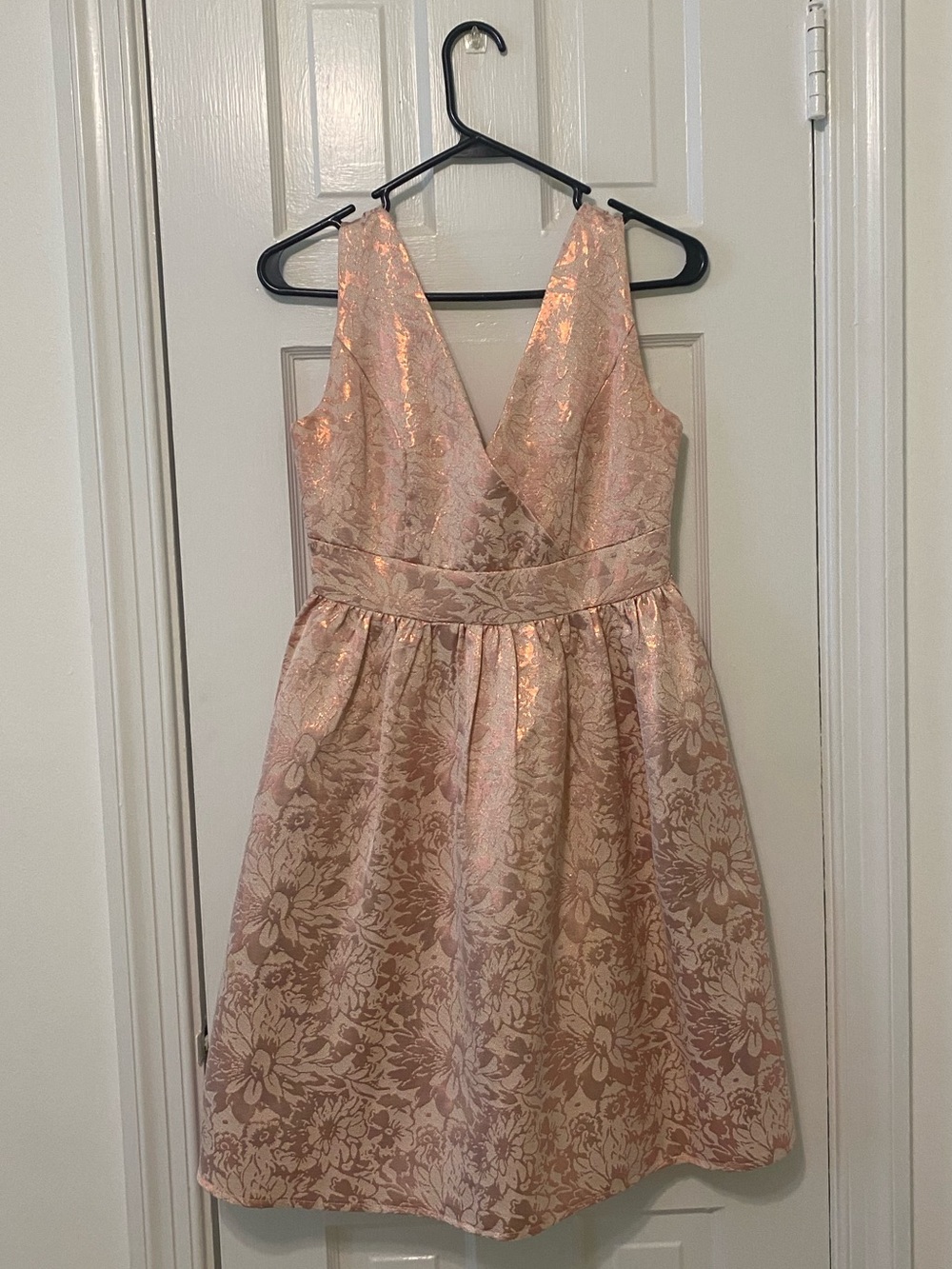 Liza Luxe Rose Gold Floral A-Line Cocktail Dress